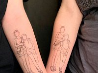 Парные тату силуэты мамы с дочкой 