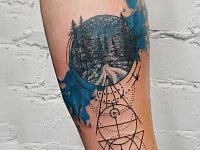 Тату лес с графикой