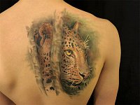 тату леопард на спине