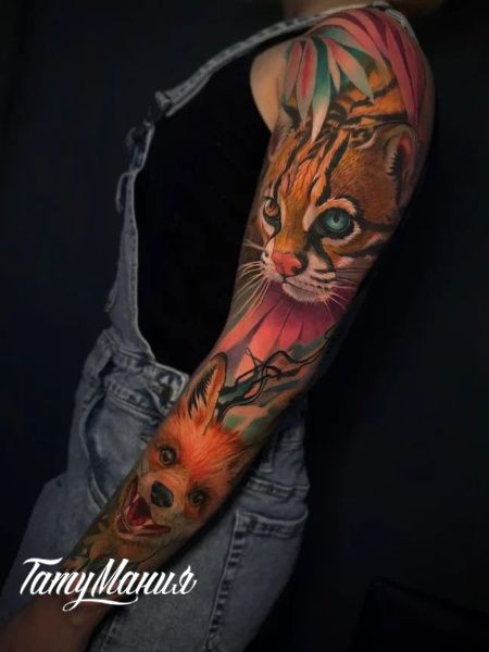 Татуировка рукав с животными