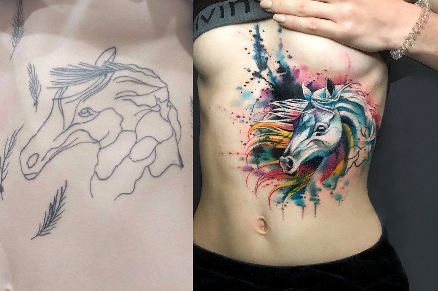 Перекрытие тату единорог