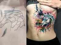 Перекрытие тату единорог