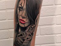 Тату портрет девушки Чикано