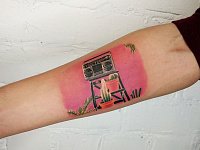 Тату магнитофон и кактус