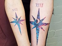 Парные тату звезды с космосом