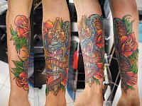 Тату змея с кинжалом Ньюскул