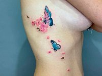 Тату розы и бабочки