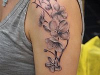 Тату цветы сакуры на шраме