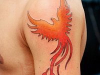 Тату феникс на плече