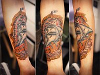 тату корабль олдскул