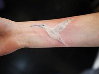 Маленькая татуировка белая птичка колибри