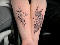 Парные тату лев и львица