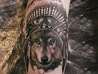 Татуировка индейский волк