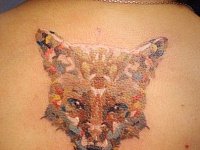 Татуировка лиса в виде мозаики