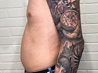 Тату рукав ангел с портретом