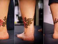 тату ветка с розой - браслет