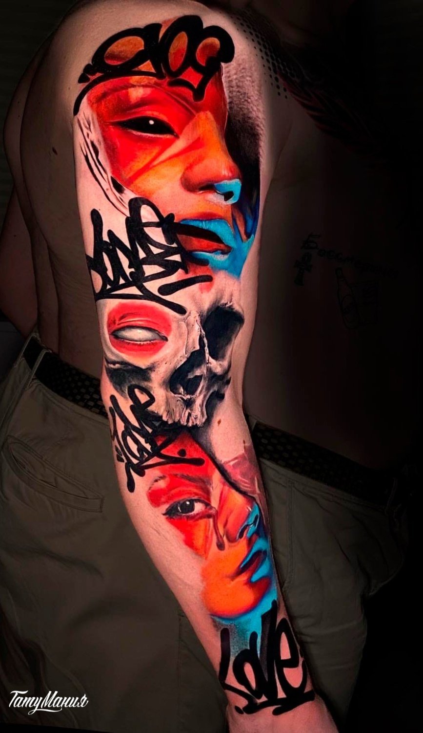 Тату рукав с портретами