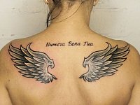 Тату крылья с надписью