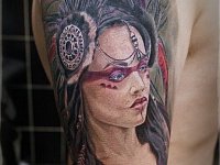 Татуировка девушка индеец