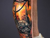 Тату анубис и глаз гора