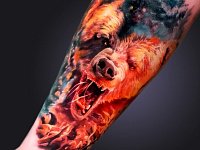 Татуировка медведь с оскалом