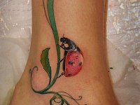 Тату божья коровка на ветке