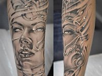 тату теневой портрет девушки