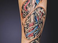 Татуировка биомеханика рессора на предплечье