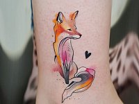Тату лиса в акварели