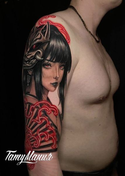 Тату портрет гейши