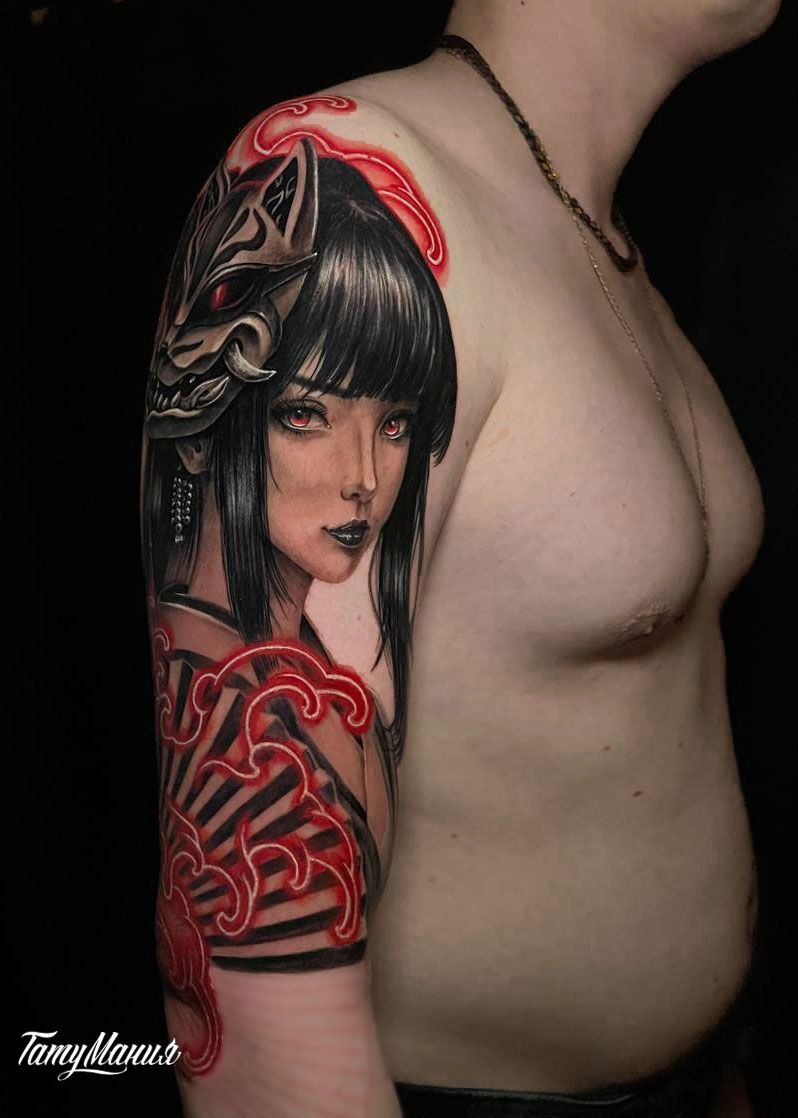 Тату портрет гейши