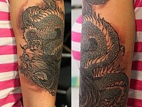 Тату дракон на руке