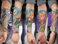 тату японский полурукав с лотосом