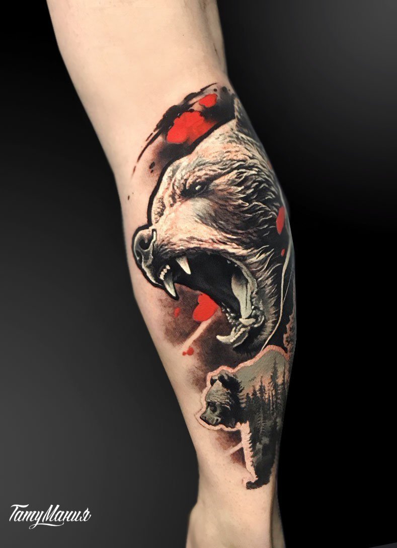 Тату грозный медведь