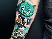 Тату чеширский кот и кролик