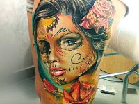 тату Муэрто с розой