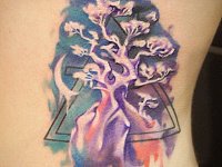 тату дерево акварель