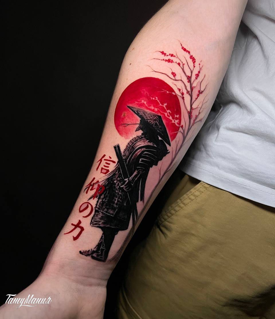 Тату самурай и иероглифы