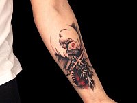 Татуировка самурая на предплечье