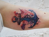 Тату якорь акварель