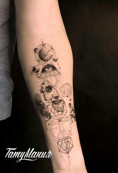 Тату витрувианский человек 