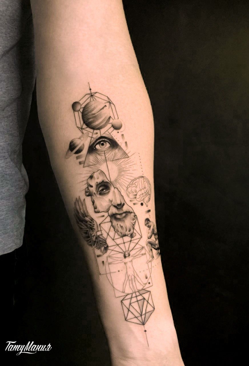 Тату витрувианский человек 