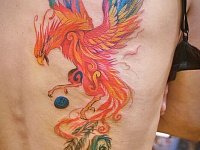 Татуировка феникс на спине
