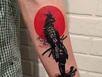 Татуировка самурай на предплечье