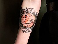 Тату лиса в мандале