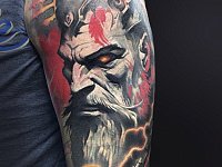 Тату могучий славянский бог в огне