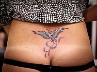Тату птица на пояснице