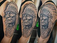 Татуировка портрет индейца