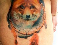 Тату лиса в ловце снов