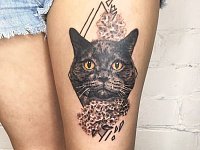 Тату кот с сиренью